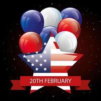 Happy Presidents Day mit Ballons Helium und Stern vektor