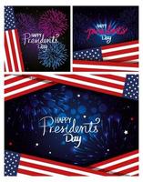 Set Poster von Happy Presidents Day mit Dekoration vektor