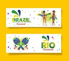 set poster des brasilianischen karnevals mit dekoration vektor