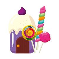 Cupcake House mit leckeren Bonbons vektor