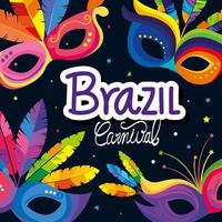 karnevalsplakat brasilien mit karnevalsmasken vektor