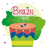 Karnevalsplakat Brasilien mit Trommel und Dekoration vektor