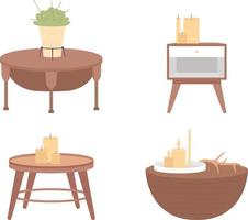 dekorativt bord semi platt färg vektor objekt set