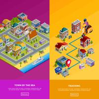 isometric city banners vektor