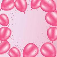 rosa Luftballons mit Konfetti. quadratische rosa Vorlage mit Luftballons und Konfetti. für Banner, Anzeigen, Poster, Karten. vektor