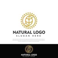 naturligt guld yin och yang blad design logotyp. formgivningsmall, symbol, ikon vektor