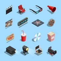 Biograffilmtillbehör Isometric Icons Collection vektor