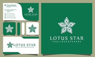 skönhet lotus stjärna lämnar logotyper design vektorillustration med linjekonst stil vintage, modern företag visitkortsmall vektor