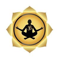 svart yoga siluett, lotus, forntida hinduiska mantra om. yoga symbol. vektor illustration.