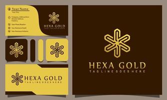 guld elegant hexagon lyx logotyper design vektorillustration med linjekonst stil vintage, modern företag visitkortsmall vektor