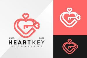 hjärta nyckel logotyp design vektor illustration mall