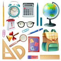 School Supplies Realistic Icons Collection