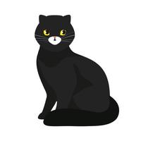 söt katt svart isolerade ikon vektor
