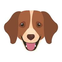 ansikte av brun hund med vit fläck isolerad ikon vektor