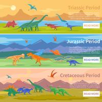 dinosaurier platt horisontella banderoller vektor