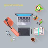 Kreative Arbeitsplatz-Draufsicht-Illustration vektor