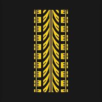 Radspuren gelbes RGB-Farbsymbol. detaillierte Auto- und Motorradreifenspuren. Autoraddruck mit dicken Rillen. Fahrzeugreifenspur. isolierte Vektorillustration auf schwarzem Hintergrund vektor