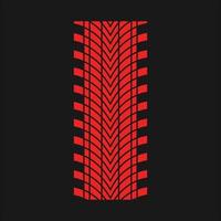 Reifendruck rotes RGB-Farbsymbol. detaillierte Auto-, Motorrad-Reifenspuren. Autoradspur mit dicken Rillen. Fahrzeug Straße Reifenspur. isolierte Vektorillustration auf schwarzem Hintergrund vektor