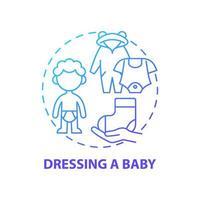 dressing baby blå gradient koncept ikon. ändra bebiskläder abstrakt idé tunn linje illustration. barnomsorg och hygien. vad barnet har på sig. vektor isolerade kontur färgritning