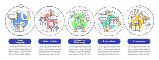 företag annons tips vektor infographic mall. startpresentation disposition designelement. datavisualisering med 5 steg. process tidslinje info diagram. arbetsflödeslayout med linjeikoner