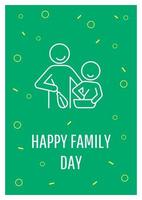 Happy World Family Day Postkarte mit linearem Glyphensymbol. Glück wünschen. Grußkarte mit dekorativem Vektordesign. einfaches Poster mit kreativer Lineart-Illustration. Flyer mit Urlaubswunsch vektor