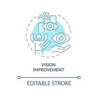 Vision Verbesserung blaues Konzept Symbol. sehr effektive Praxis. Erholung nach Laser-Augenchirurgie abstrakte Idee dünne Linie Illustration. Vektor isolierte Umriss-Farbzeichnung. bearbeitbarer Strich