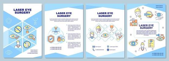 Broschürenvorlage für Laser-Augenchirurgie. Behandlung von Sehproblemen. Flyer, Broschüre, Broschürendruck, Cover-Design mit linearen Symbolen. Vektorlayouts für Präsentationen, Geschäftsberichte, Anzeigenseiten vektor