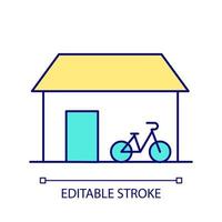 E-Bike-Bibliothek RGB-Farbsymbol. Fahrrad-Sharing-Station. fahrradfreundliche Infrastrukturlösung. Vermietung von Fahrzeugen. isolierte Vektor-Illustration. einfache gefüllte Strichzeichnung. bearbeitbarer Strich vektor