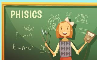 Schulphysik-Bildungs-Klassenzimmer-Karikatur-Plakat vektor
