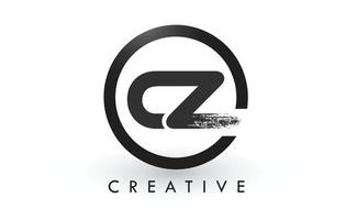 cz Pinsel Brief Logo Design. kreatives gebürstetes Buchstaben-Symbol-Logo. vektor