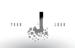 j Pixel-Buchstaben-Logo mit digitalen zerbrochenen schwarzen Quadraten vektor