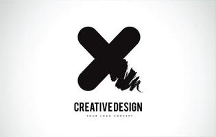 x bokstav logotyp design penseldrag. konstnärligt svart penseldrag. vektor