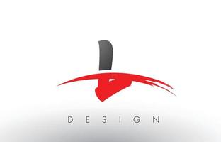 l brush logobokstäver med röd och svart swoosh borste fram vektor