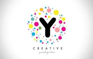 y Bubble Dots Letter Logo Design mit kreativen bunten Blasen. vektor