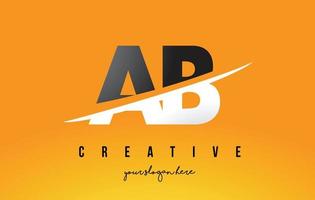 ab ab bokstav modern logotypdesign med gul bakgrund och swoosh. vektor