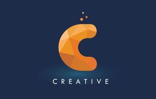 c-Buchstabe mit Origami-Dreieck-Logo. kreatives gelb-oranges Origami-Design. vektor