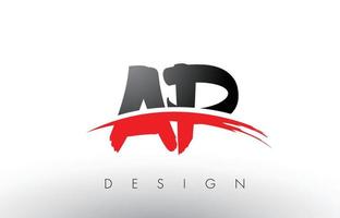 ap ap Brush Logobuchstaben mit roter und schwarzer Swoosh-Bürstenfront vektor