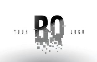 bq bq Pixelbuchstaben-Logo mit digitalen zerbrochenen schwarzen Quadraten vektor