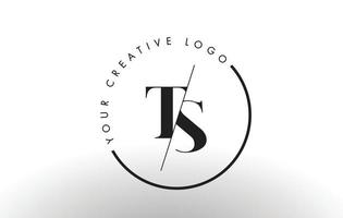 Ts Serif Letter Logo Design mit kreativem Schnitt. vektor