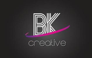 bk bk Buchstabenlogo mit Liniendesign und lila Swoosh. vektor