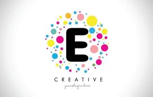 e Bubble Dots Letter Logo Design mit kreativen bunten Blasen. vektor