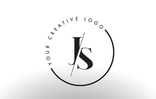 js Serif Letter Logo Design mit kreativem Schnitt. vektor