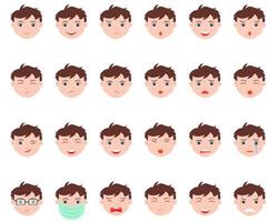 illustration vektor design av ansiktsuttryck pojke uppsättning mall