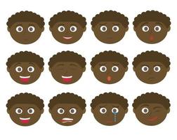 vektor pojke uttryck och uttryckssymbol. afroamerikansk pojke.