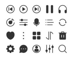 Set von Media Player-Symbolen. geeignet für App-Musik-Media-Player. vektor