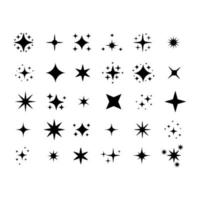 Vektorsatz verschiedene schwarze funkelt Icons. Sammlung von Stern funkelt Symbol. Design auf weißem Hintergrund.