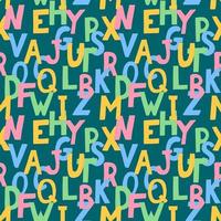 Englisch Alphabet Kinder nahtlose Muster handgezeichnet. Buchstaben, Schriftnummern geschrieben vektor