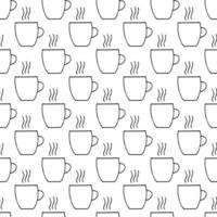 Tasse und Dampf nahtlose Muster. handgezeichneter Doodle-Stil. , Minimalismus, Monochrom, Skizze. Tapete, Textil, Geschenkpapier, Hintergrund Heißgetränk Kaffee Tee Menü vektor