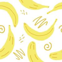 bananskivor och doodles vektor sömlösa mönster. ritad för hand. illustration för tapeter, omslagspapper, textil, bakgrund. gul saftig sommarfrukt