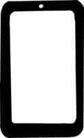 Smartphone-Symbol für leeren Bildschirm, Aufkleber. Skizze handgezeichneten Doodle-Stil. , Minimalismus, Monochrom. Telefon, Blogger-Blog-Blogging-Vlog-Technologie-Elektronik, Textfreiraum vektor